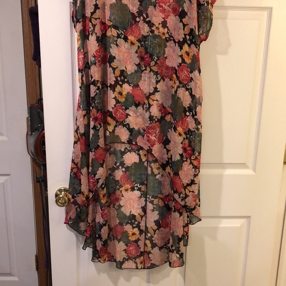 Beautiful Floral Plus Sheer Hi Low Top Size 3X Chacha Vente Unique - Picture 2 of 4